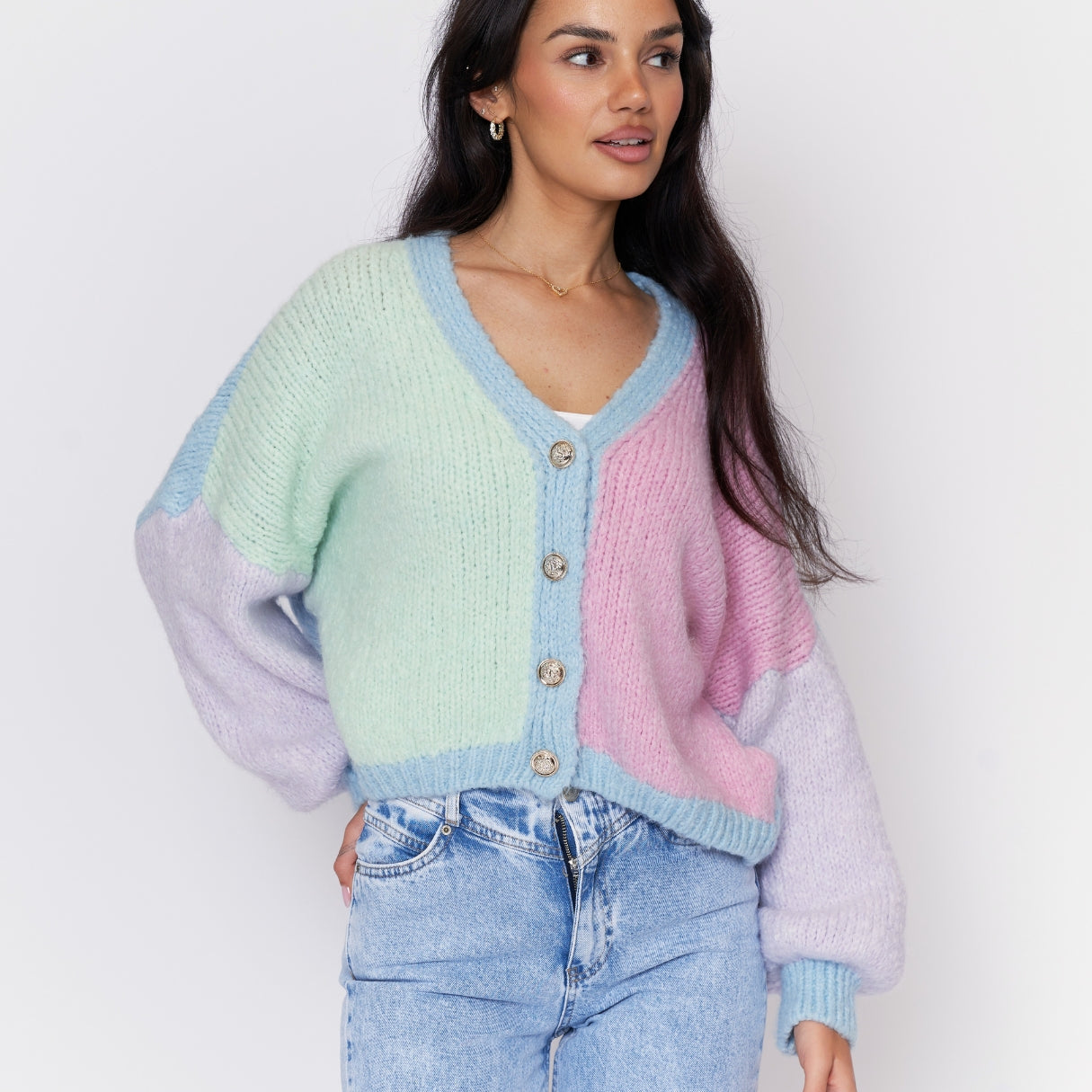 Pastel Velvet Oversized Cardigan