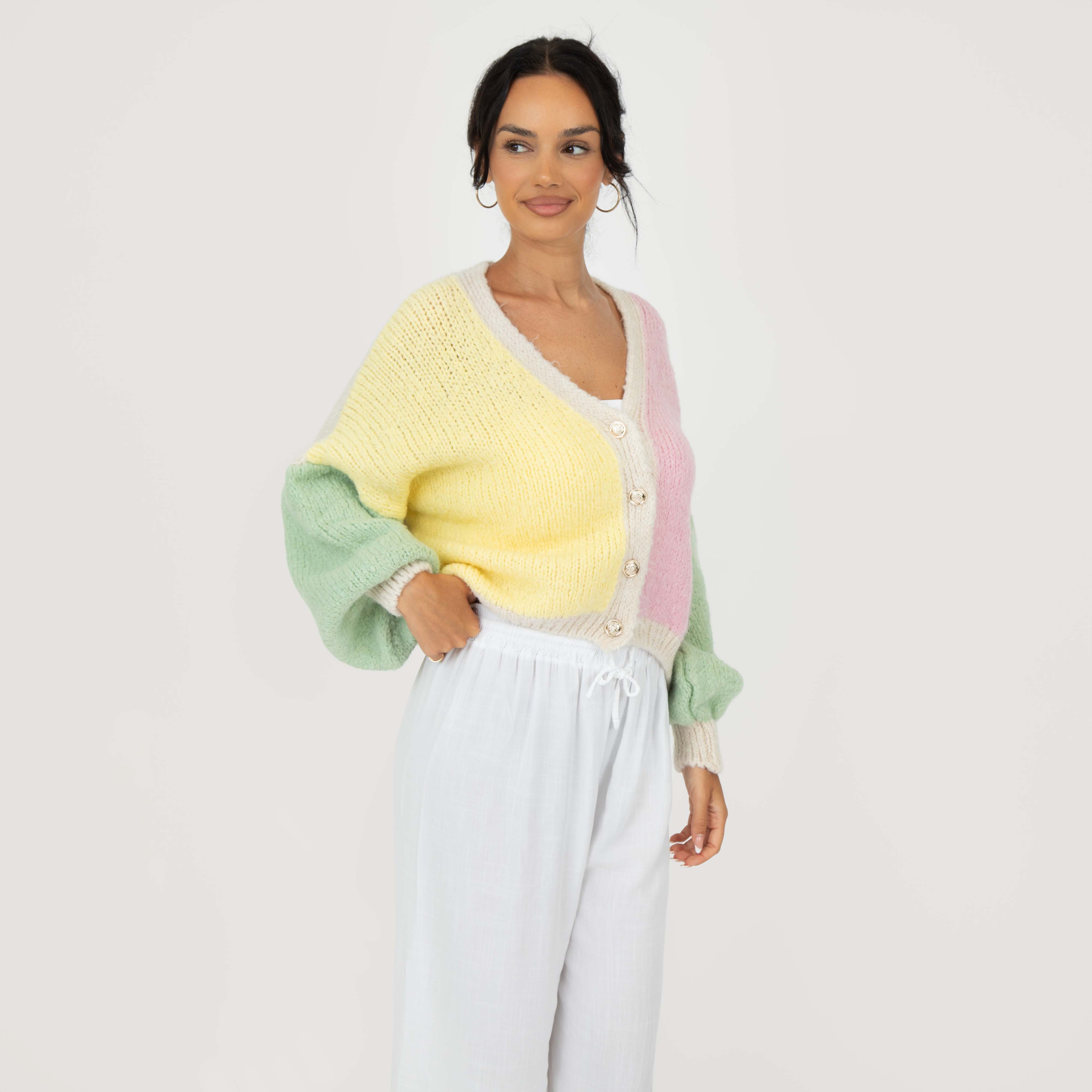 Pastel Velvet Oversized Cardigan