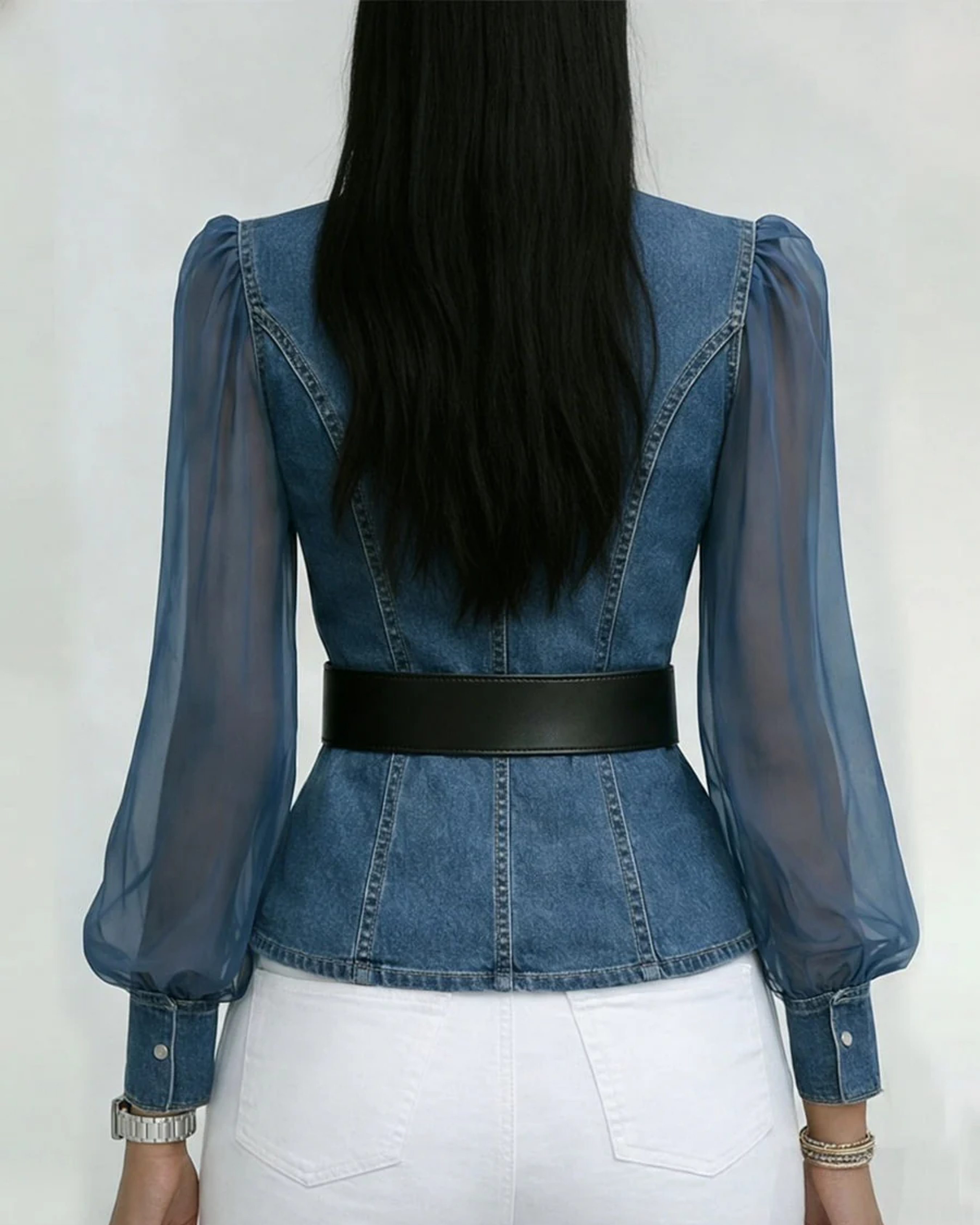 Alessia | Top with lightweight chiffon sleeves