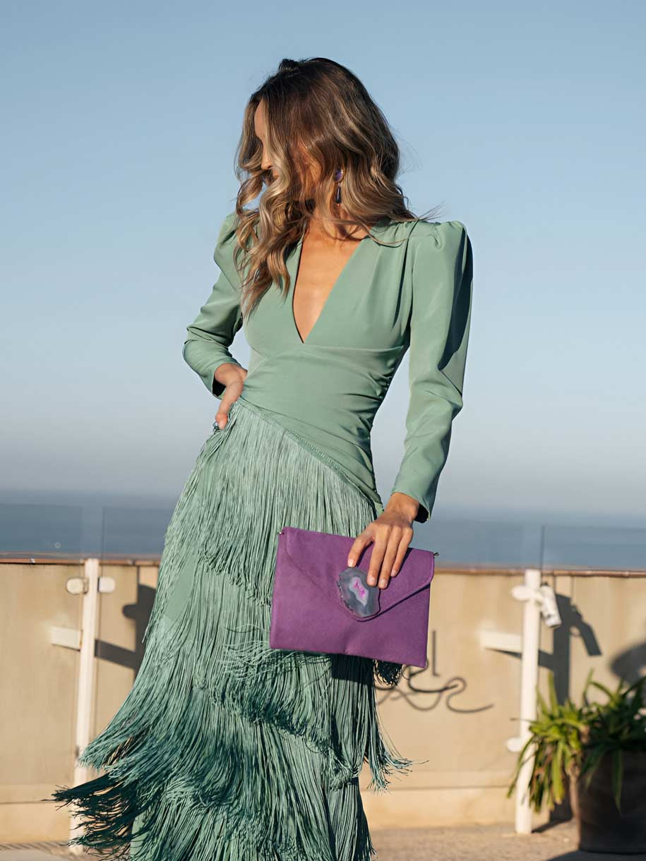 Salvia Fringed Dress