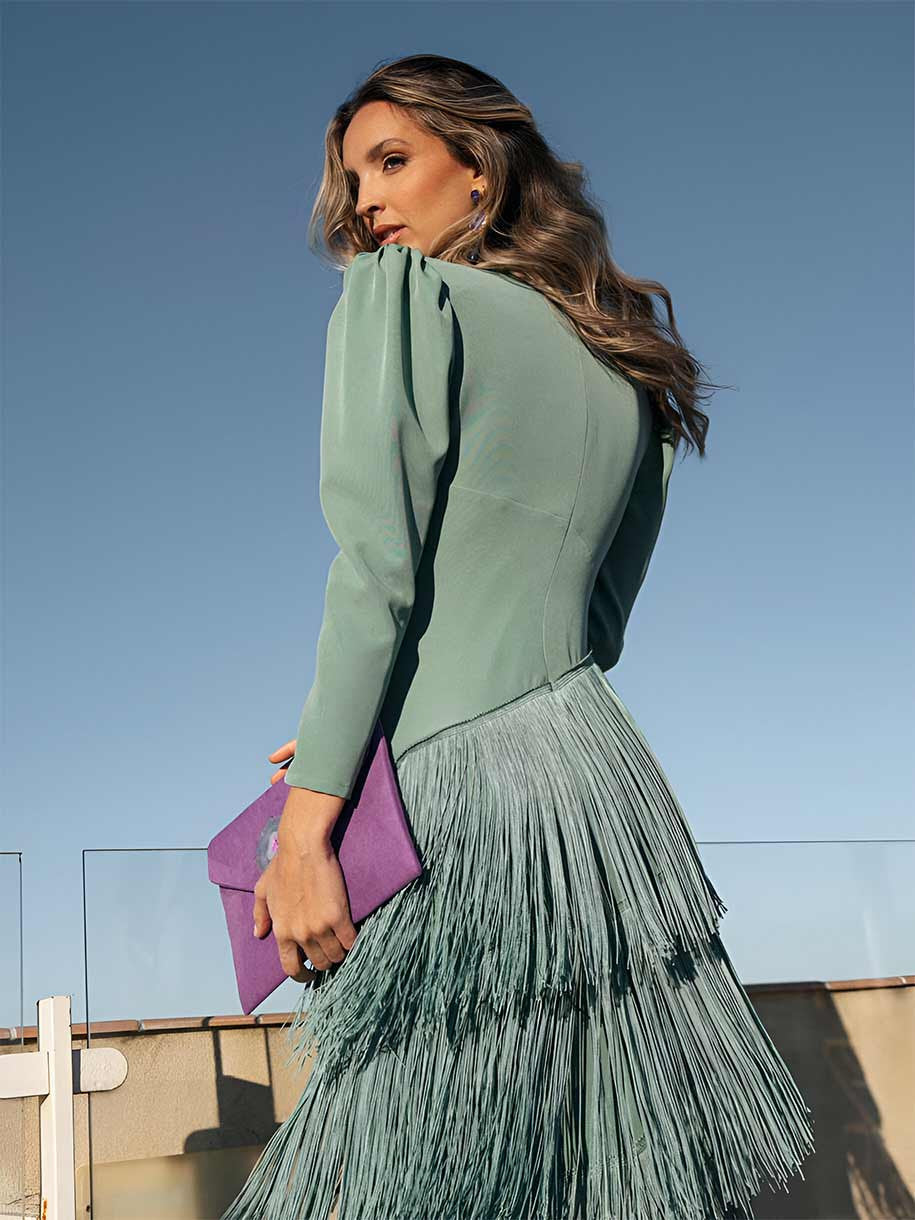 Salvia Fringed Dress