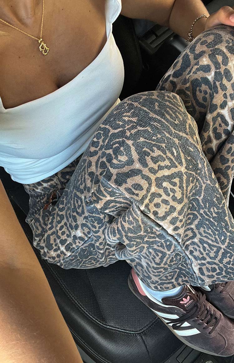Malou - Leopard Print Straight Fit Jeans