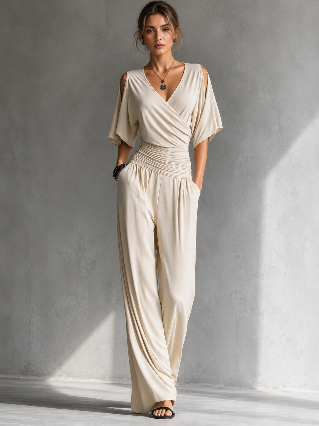 Elara™ Draped Wide-Leg Jumpsuit