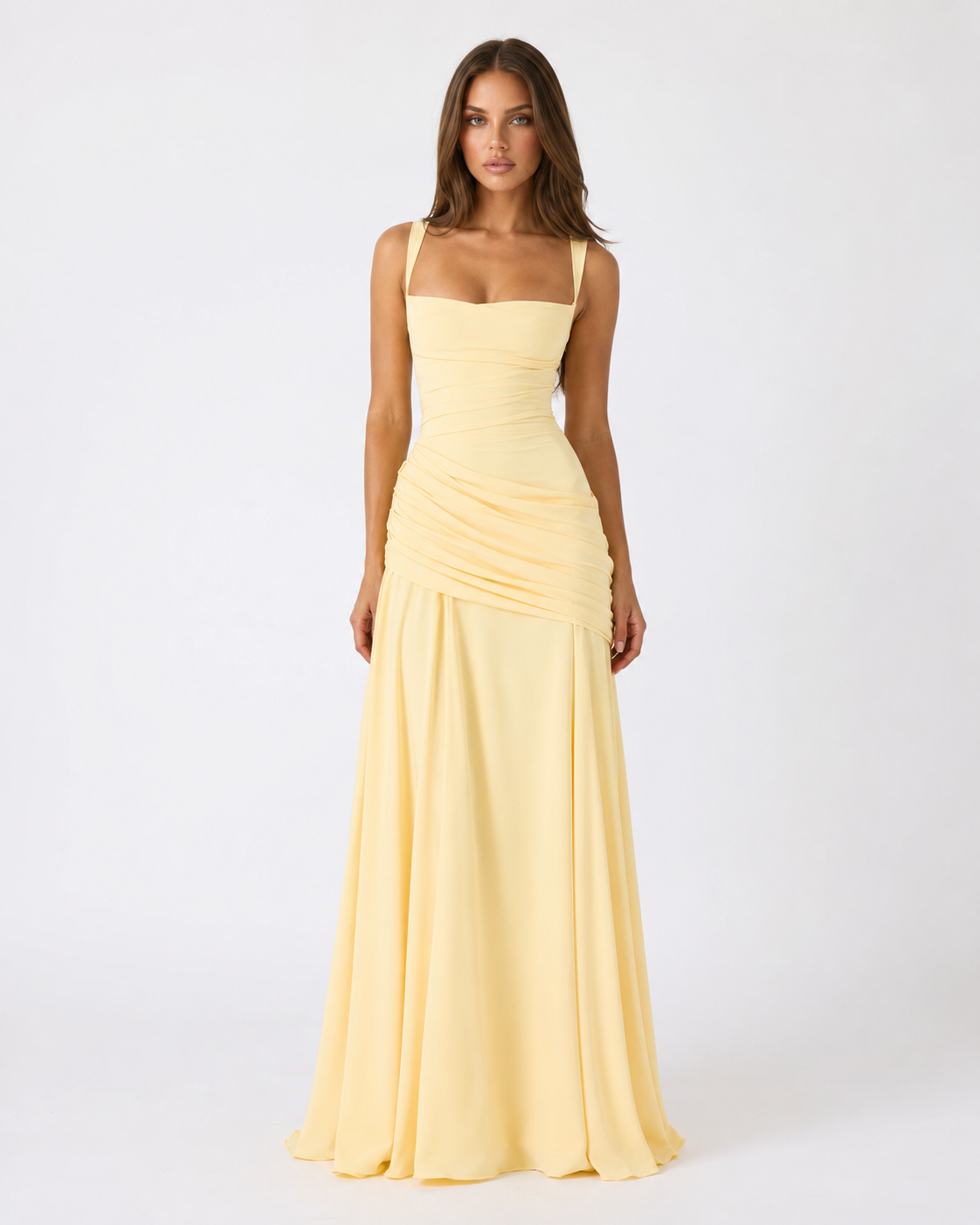 ENIE | Maxi dress with a gathered, square neckline