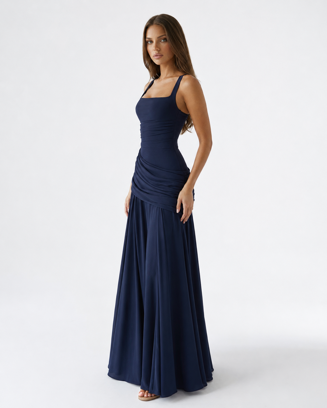 ENIE | Maxi dress with a gathered, square neckline