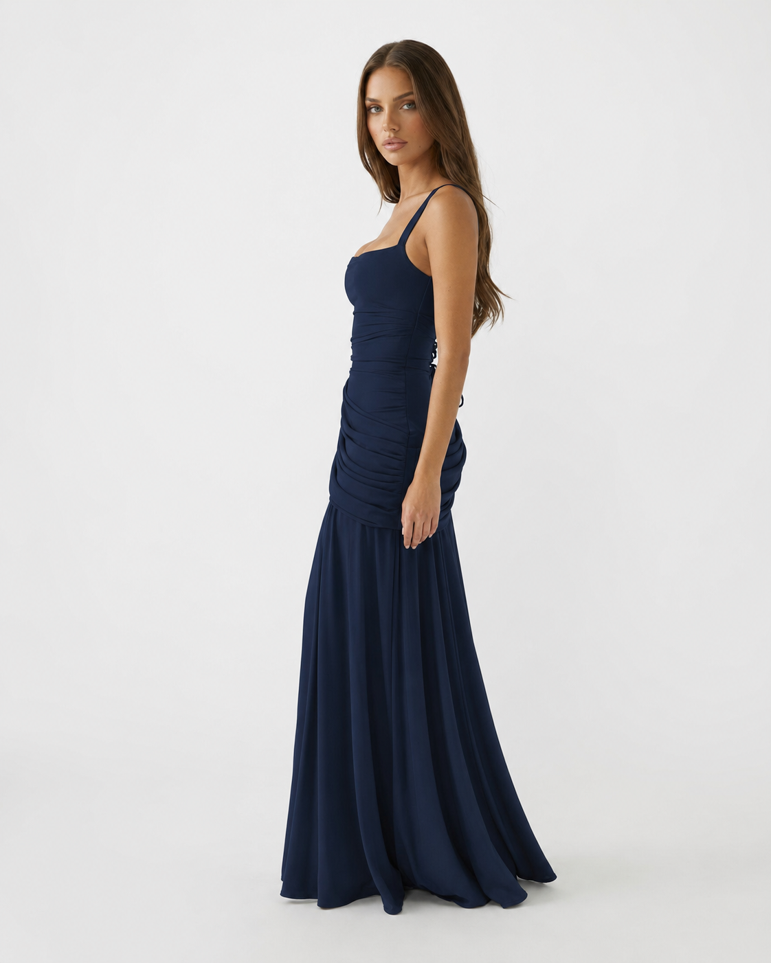 ENIE | Maxi dress with a gathered, square neckline