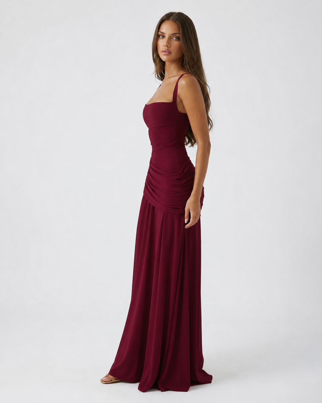 ENIE | Maxi dress with a gathered, square neckline