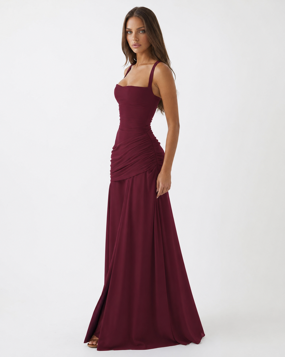 ENIE | Maxi dress with a gathered, square neckline