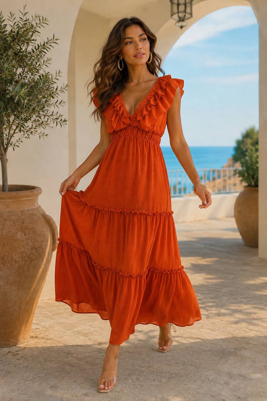 Amelia Ruffle Maxi Dress