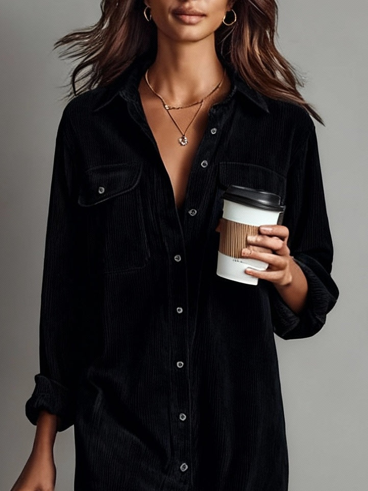 Arial Midi Dress with Double-Breasted Pockets and a Single Button