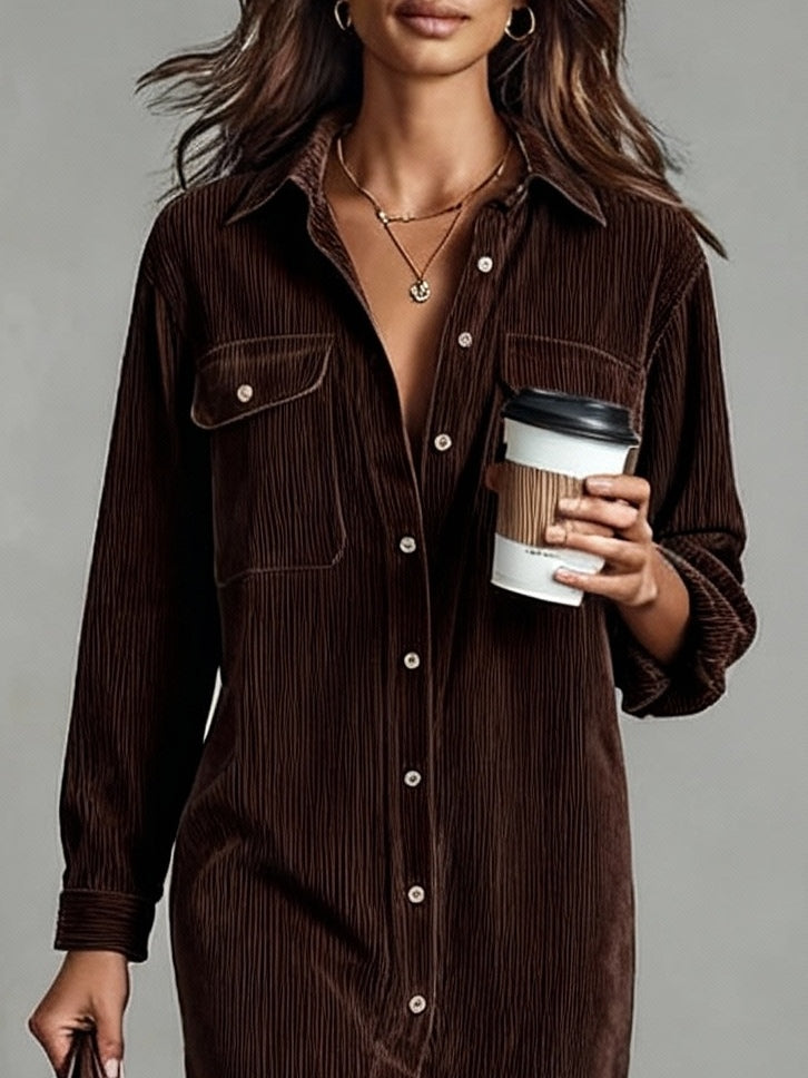 Arial Midi Dress with Double-Breasted Pockets and a Single Button