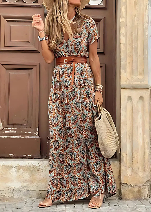 Sienna Airy Boho Maxi Dress With Matching Belt