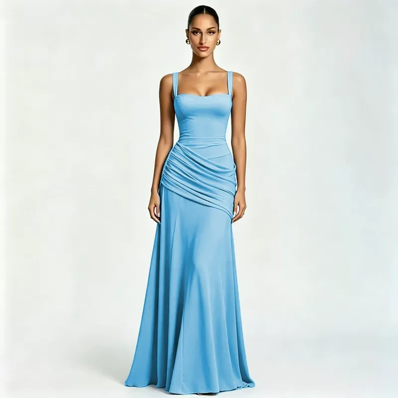 ENIE | Maxi dress with a gathered, square neckline
