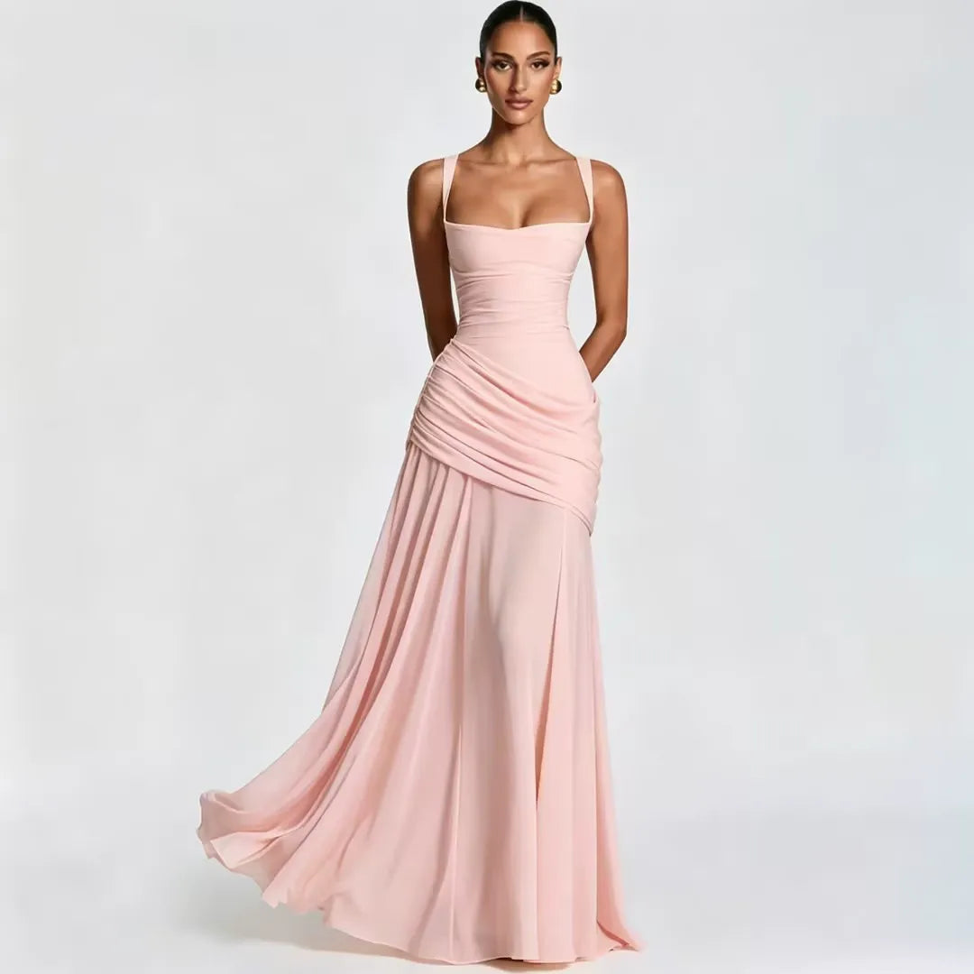 ENIE | Maxi dress with a gathered, square neckline