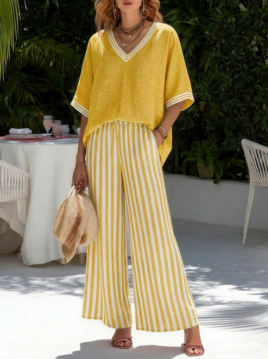 Elvara™ | Luxury Striped Linen Set