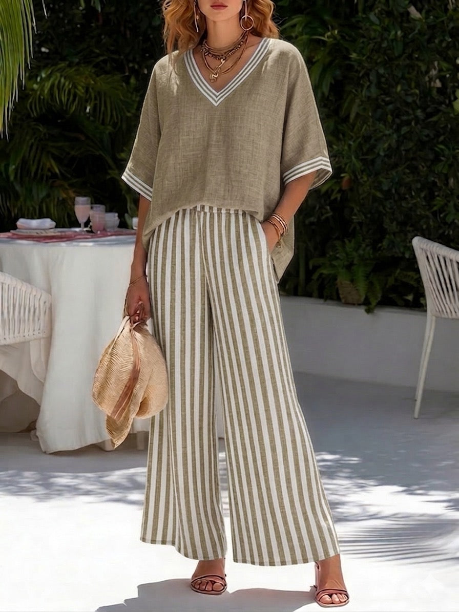 Elvara™ | Luxury Striped Linen Set