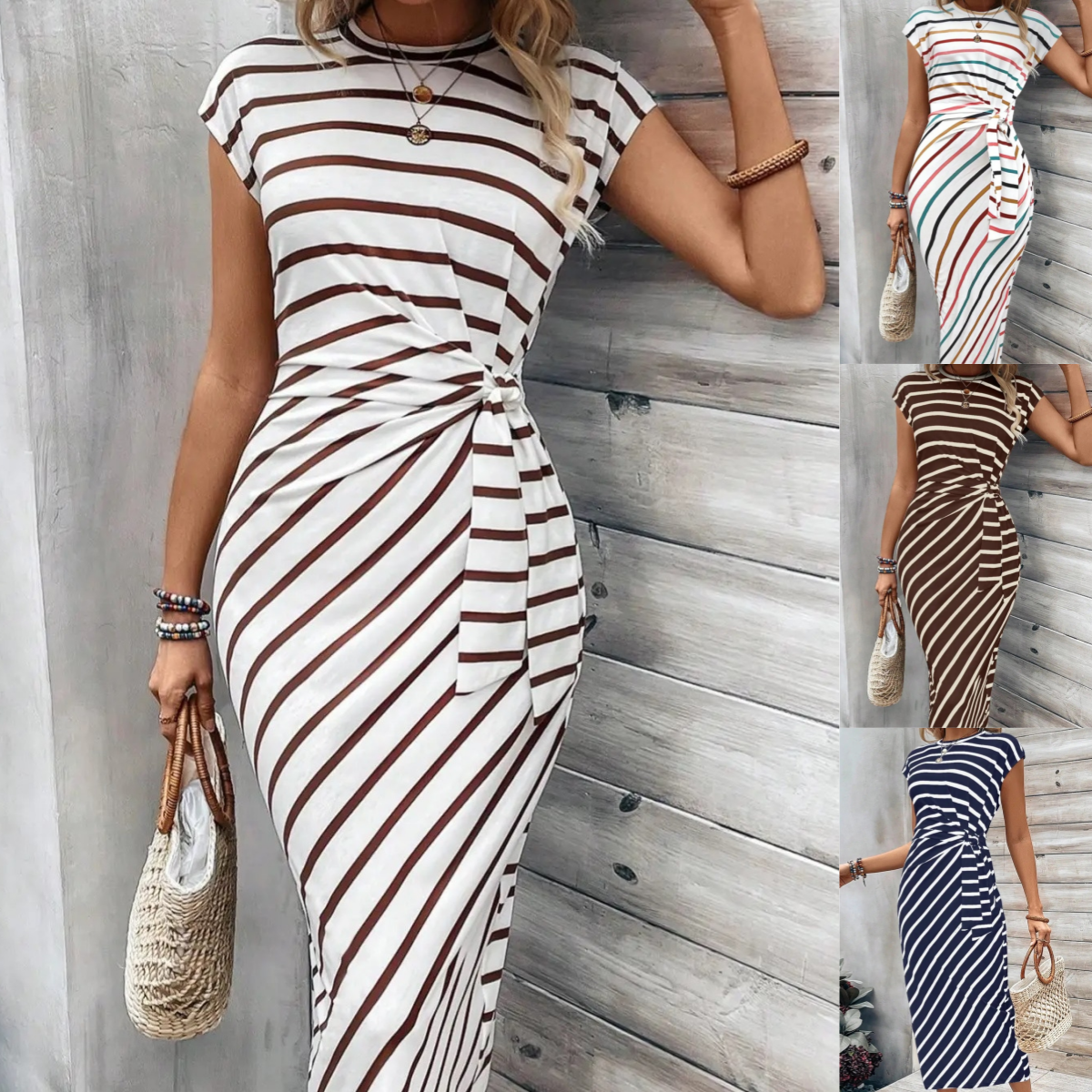 Women's Knot Bodycon Dress – Leopard print, tummy-flattering knot
