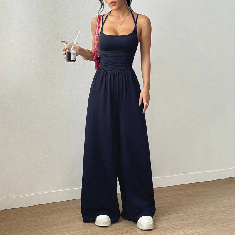 Women's Summer Jumpsuit – Thin Straps, Fitted Waist