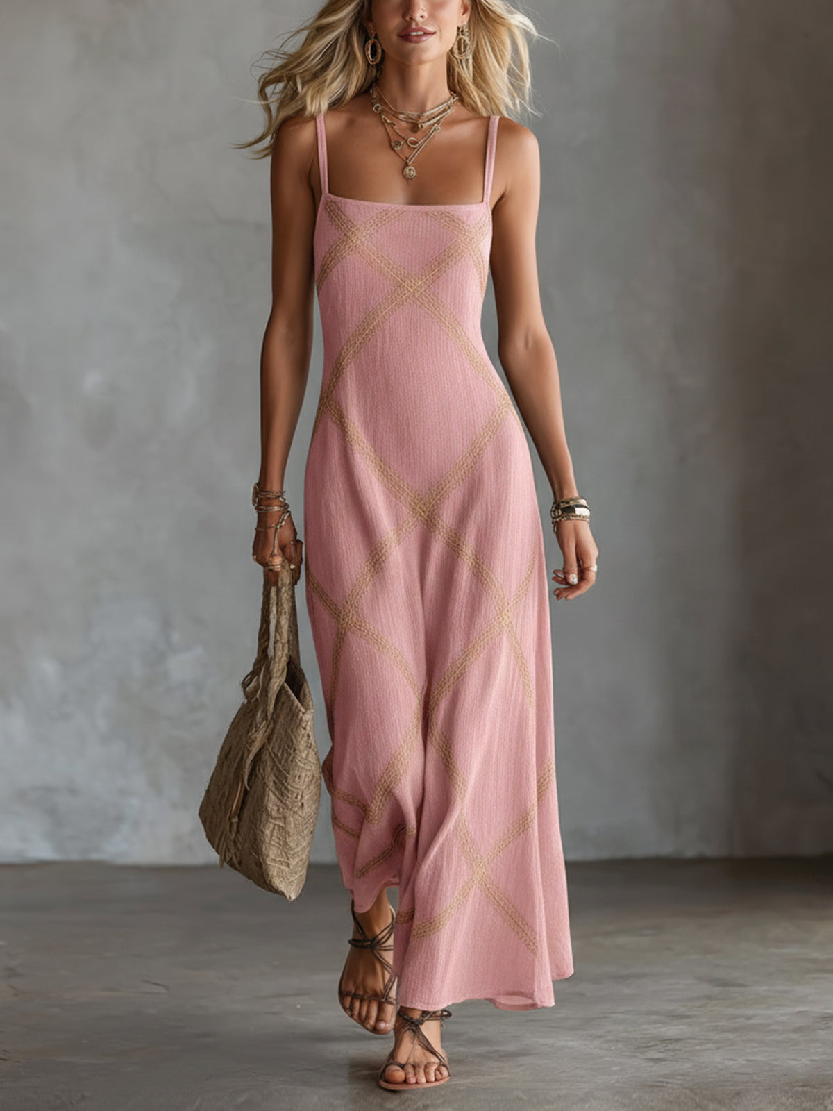 Eleonore Long Dress with Geometric Pattern