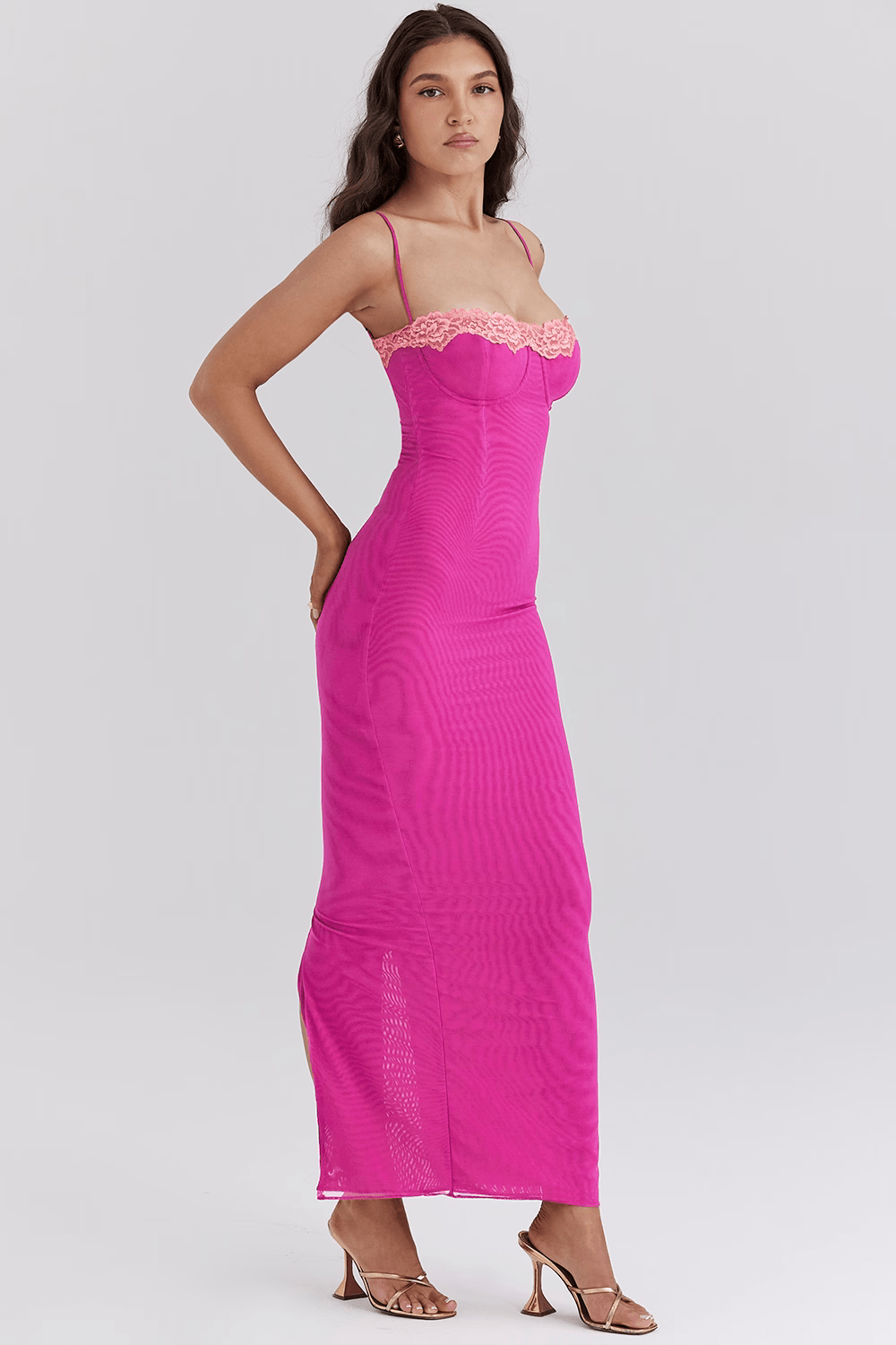 Fay | Lace Slit Maxi Dress