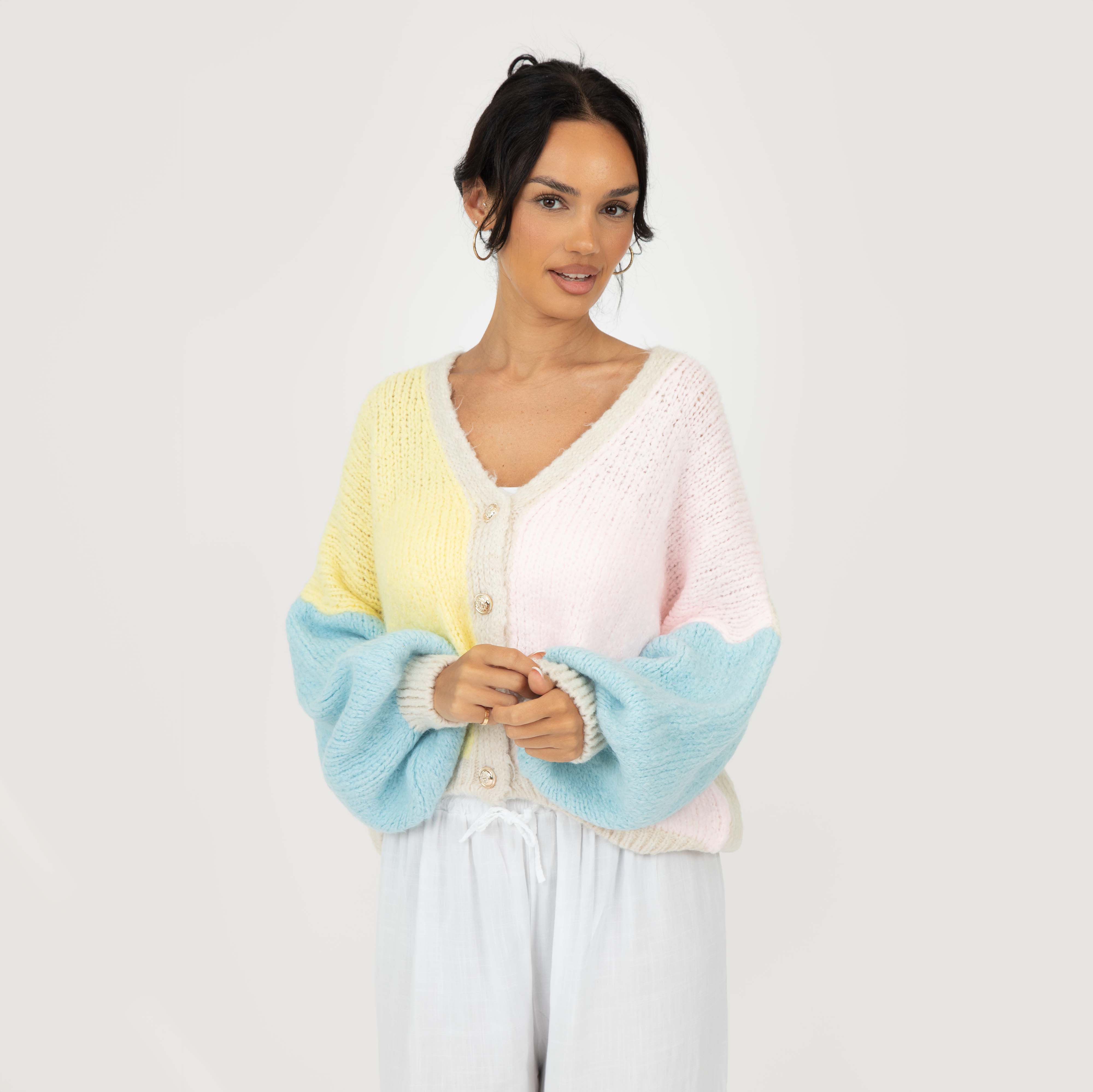 Pastel Velvet Oversized Cardigan