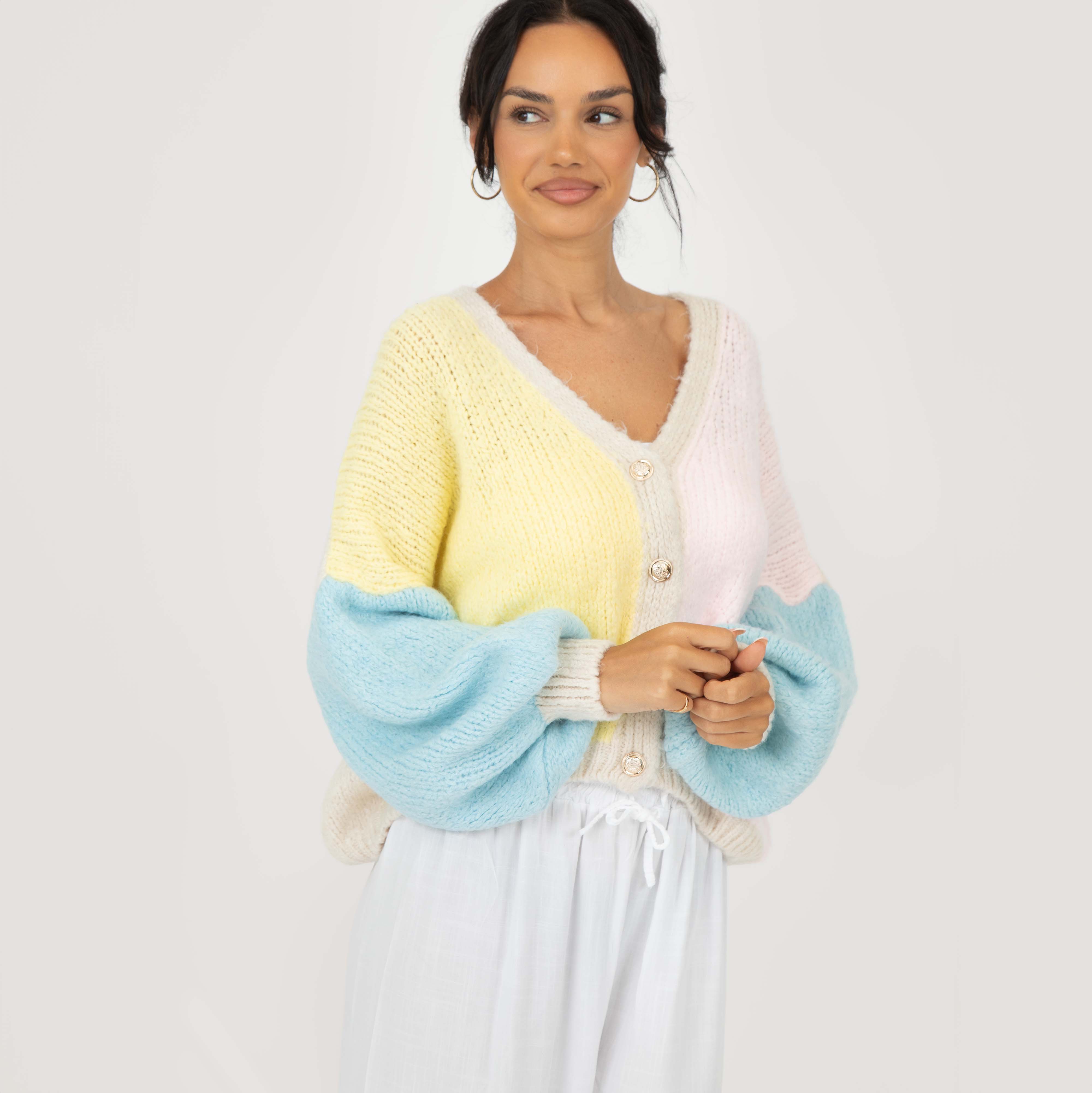 Pastel Velvet Oversized Cardigan