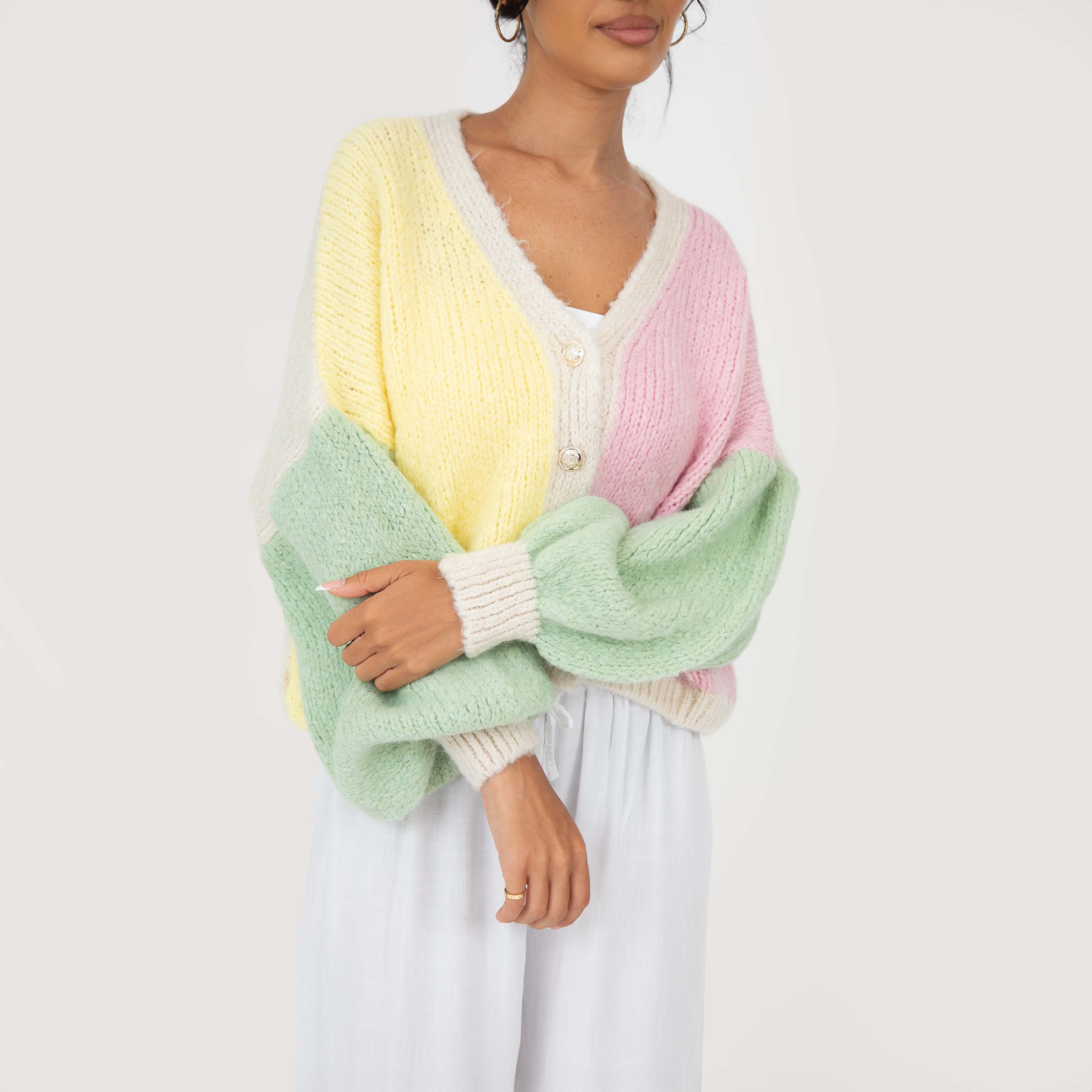 Pastel Velvet Oversized Cardigan