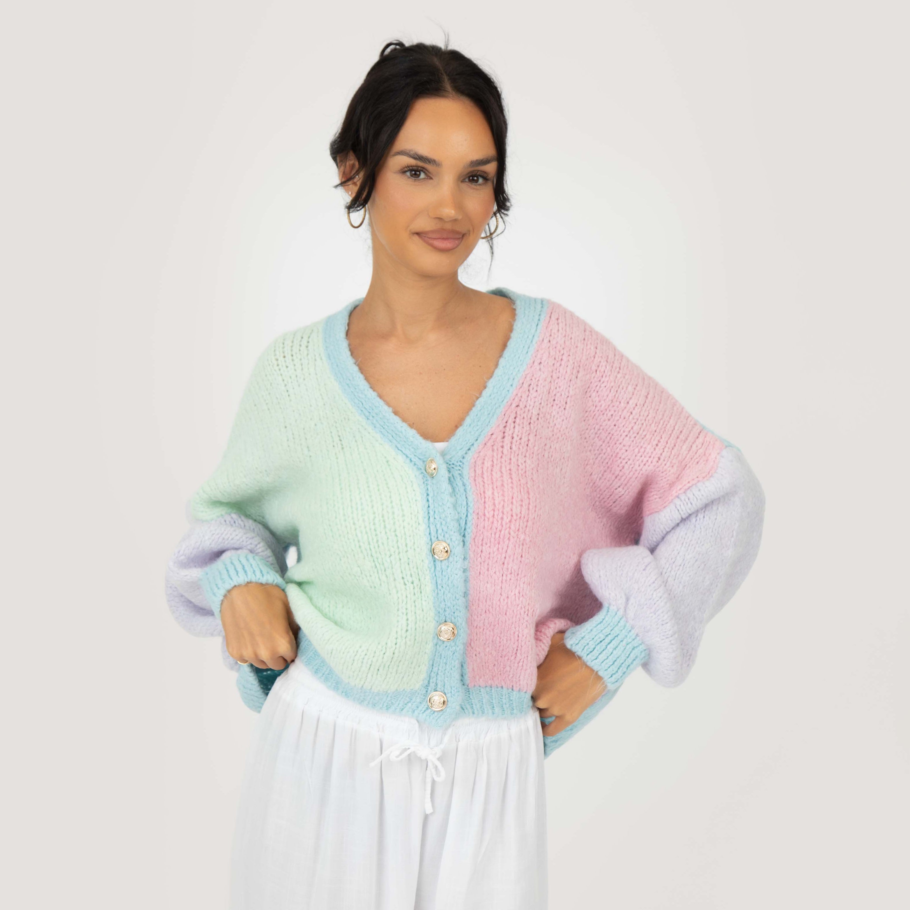 Pastel Velvet Oversized Cardigan