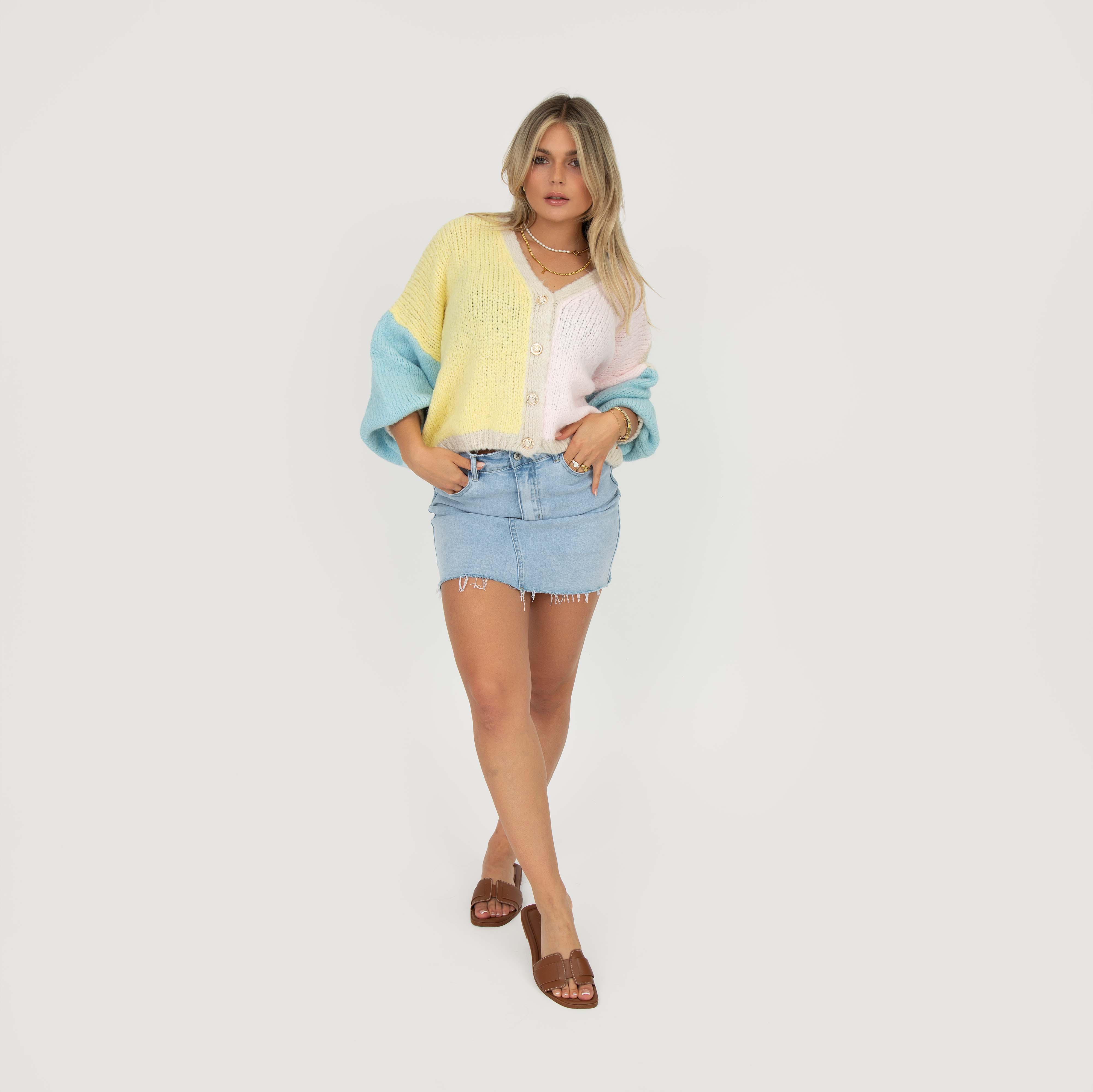 Pastel Velvet Oversized Cardigan