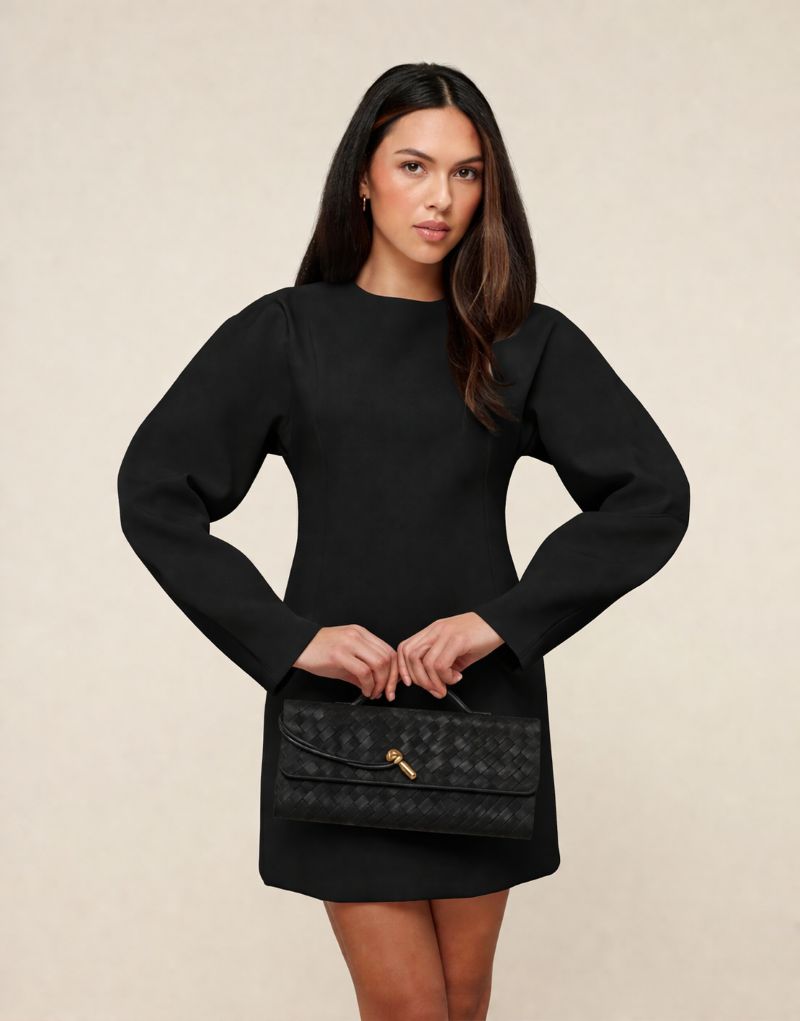 Regular Balloon-Sleeve Long-Sleeve Dress