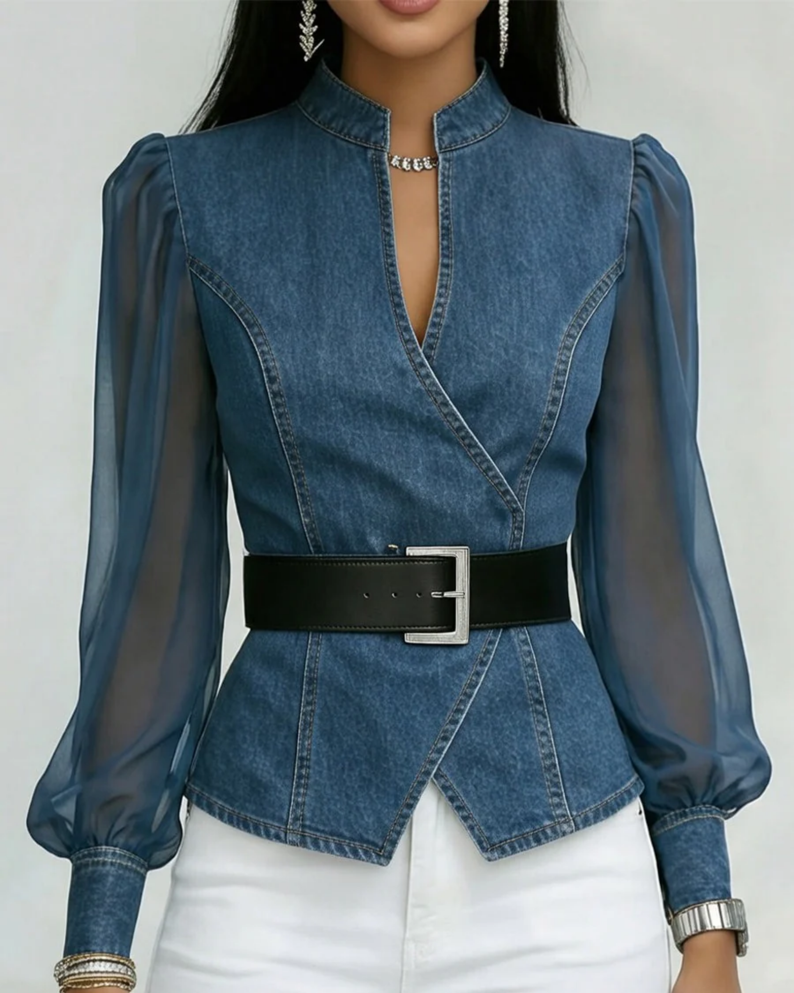 Alessia | Top with lightweight chiffon sleeves