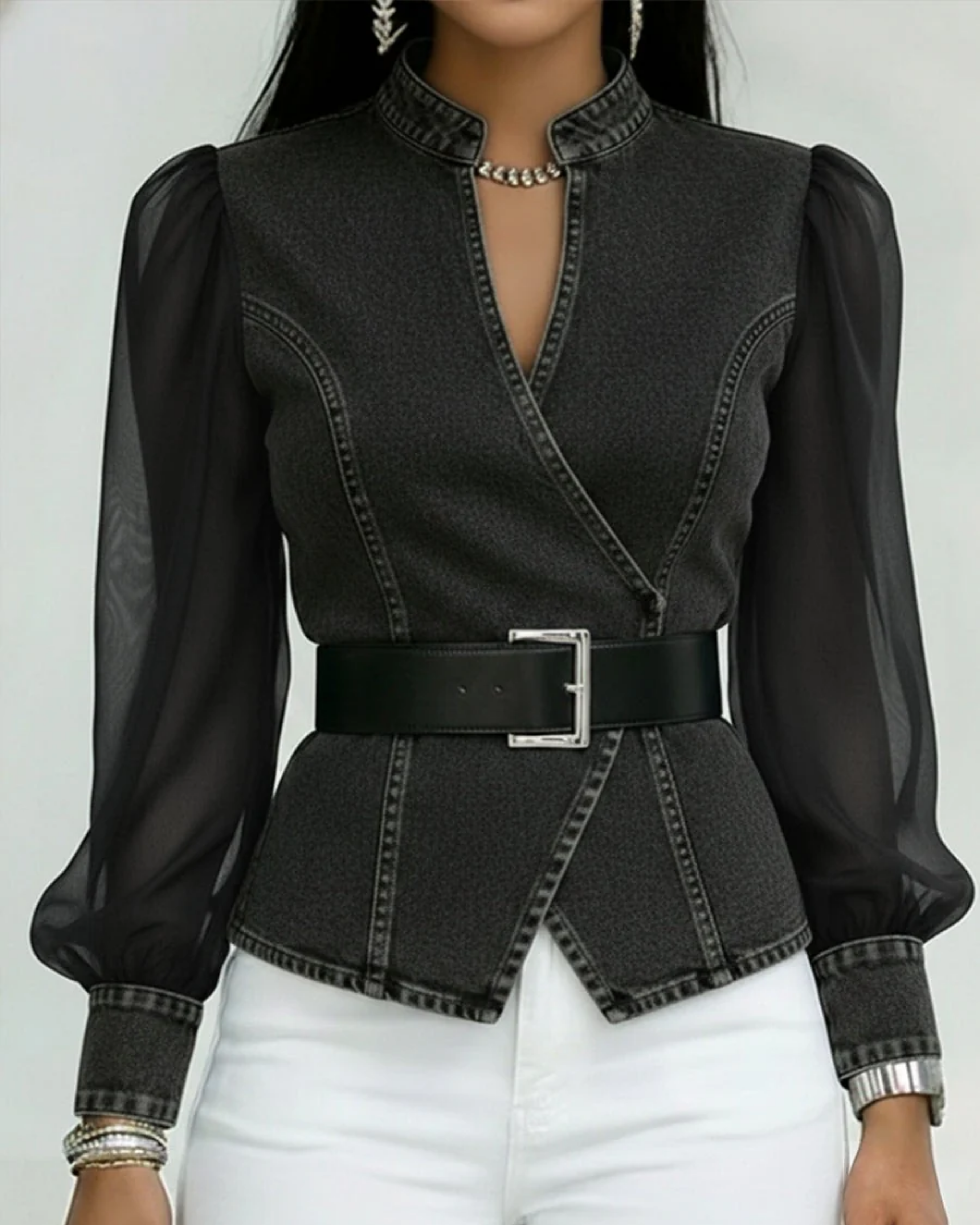 Alessia | Top with lightweight chiffon sleeves