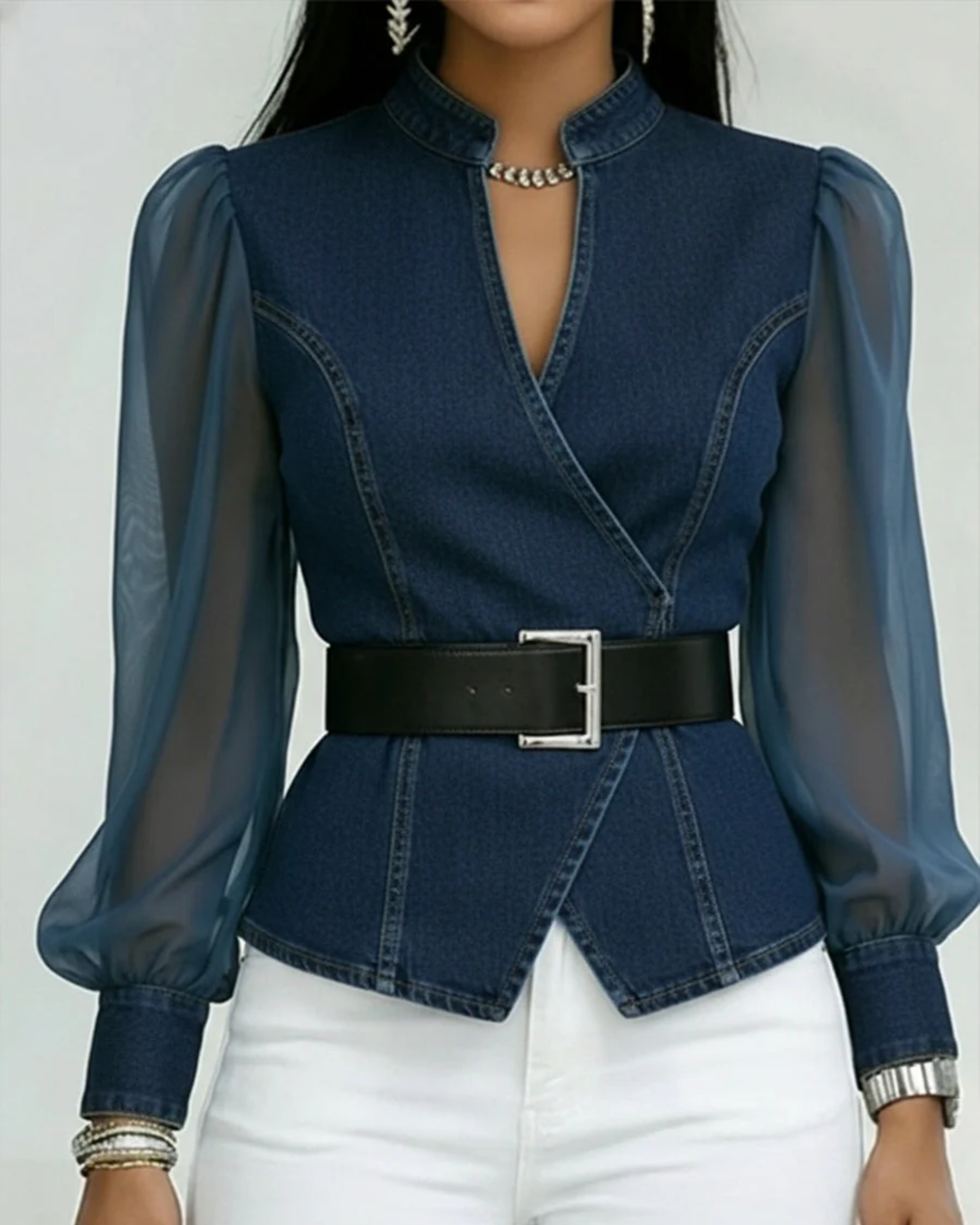 Alessia | Top with lightweight chiffon sleeves