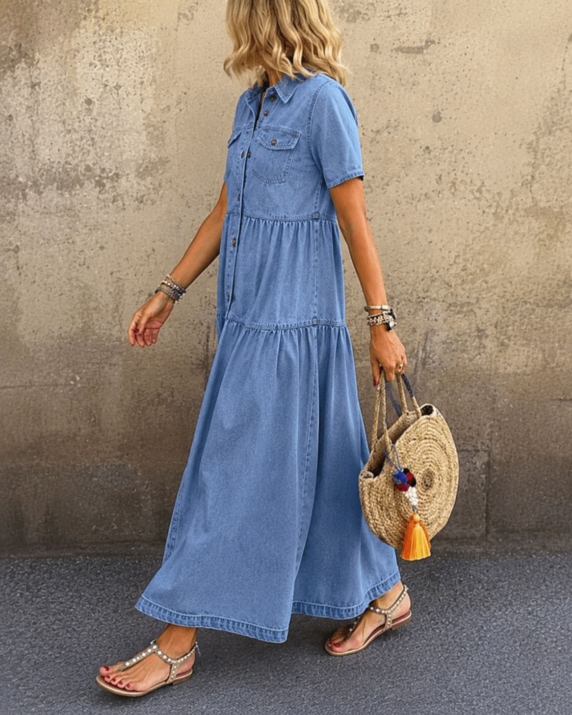Grace™ | Belly-covering Midi Dress with Buttons