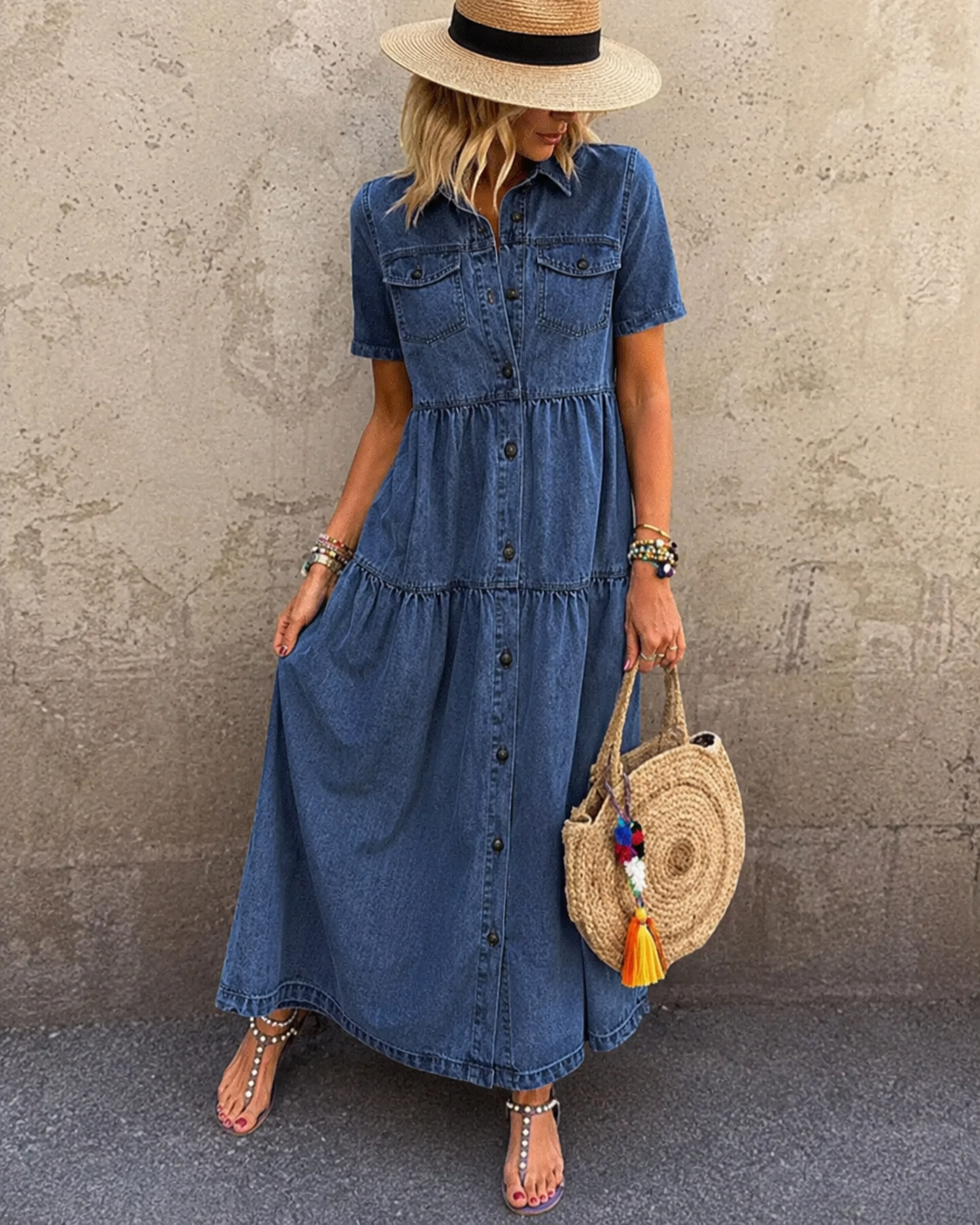 Grace™ | Belly-covering Midi Dress with Buttons