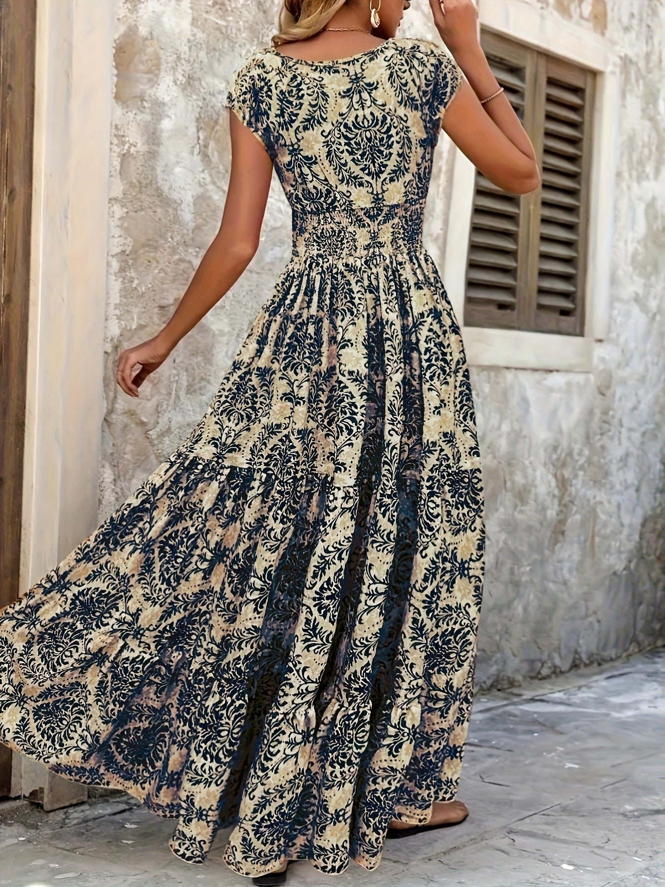 Arianna – Boho V-Neck Maxi Dress
