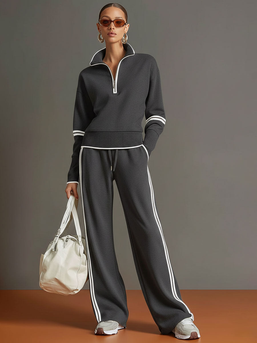 Priscilla - Stylish Sports Set with Half-Zip Sweatshirt