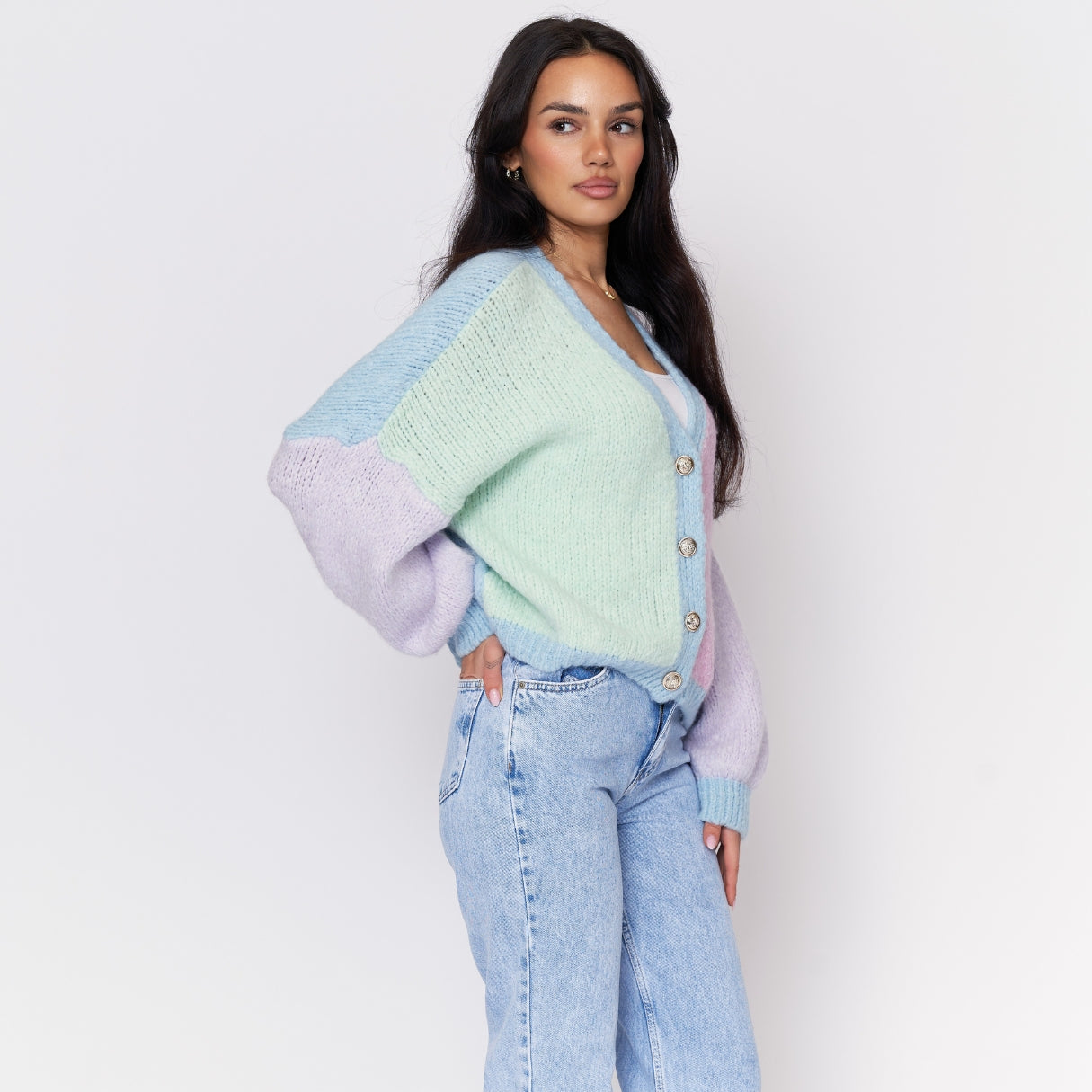 Pastel Velvet Oversized Cardigan