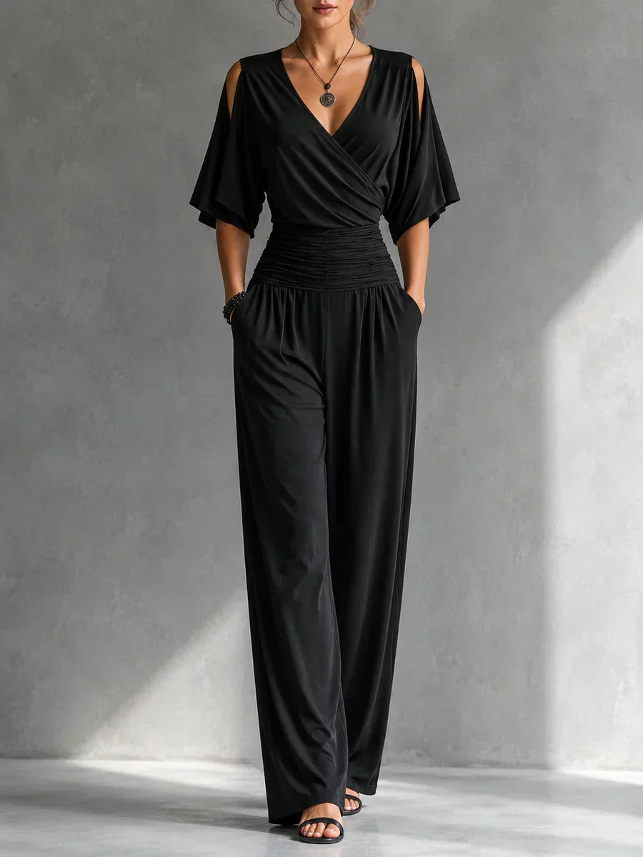 Elara™ Draped Wide-Leg Jumpsuit