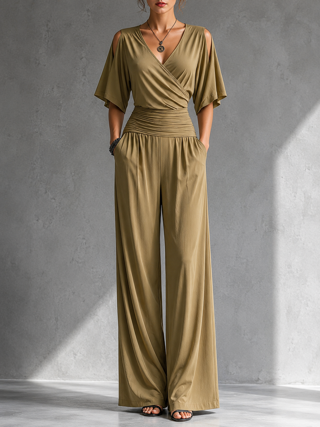 Elara™ Draped Wide-Leg Jumpsuit