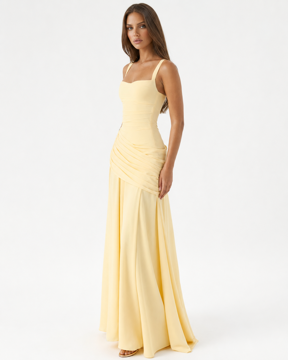 ENIE | Maxi dress with a gathered, square neckline
