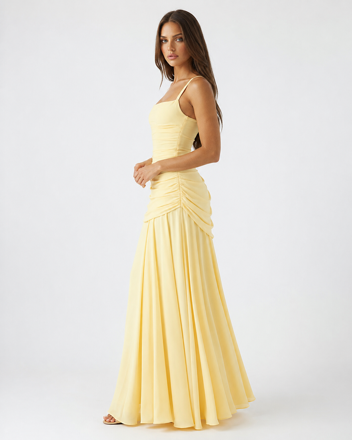 ENIE | Maxi dress with a gathered, square neckline