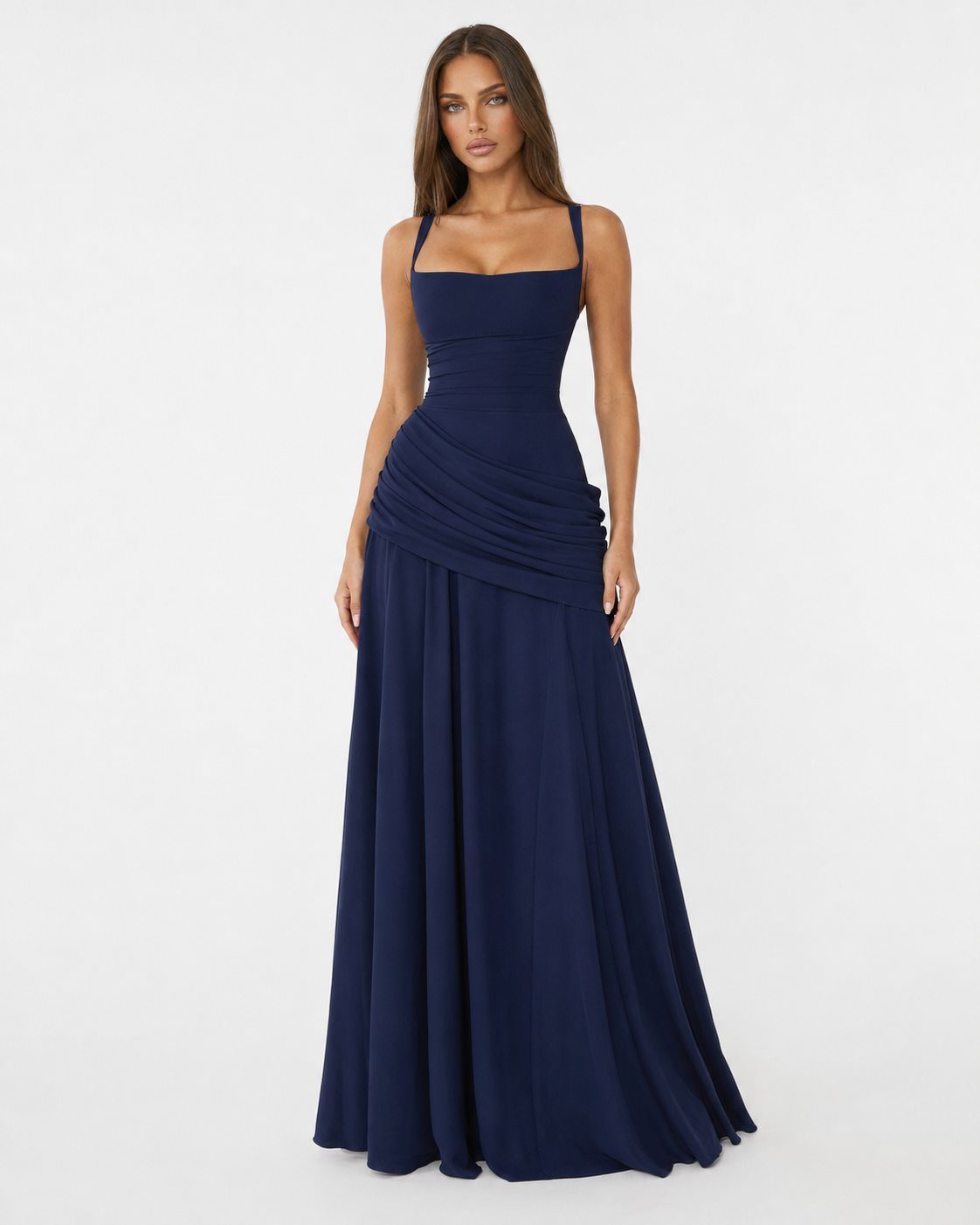 ENIE | Maxi dress with a gathered, square neckline