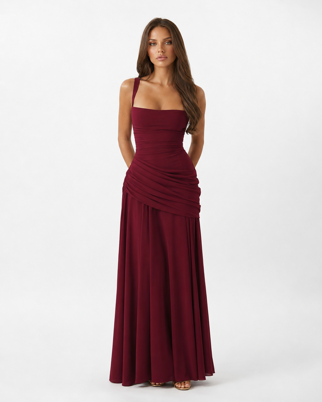 ENIE | Maxi dress with a gathered, square neckline