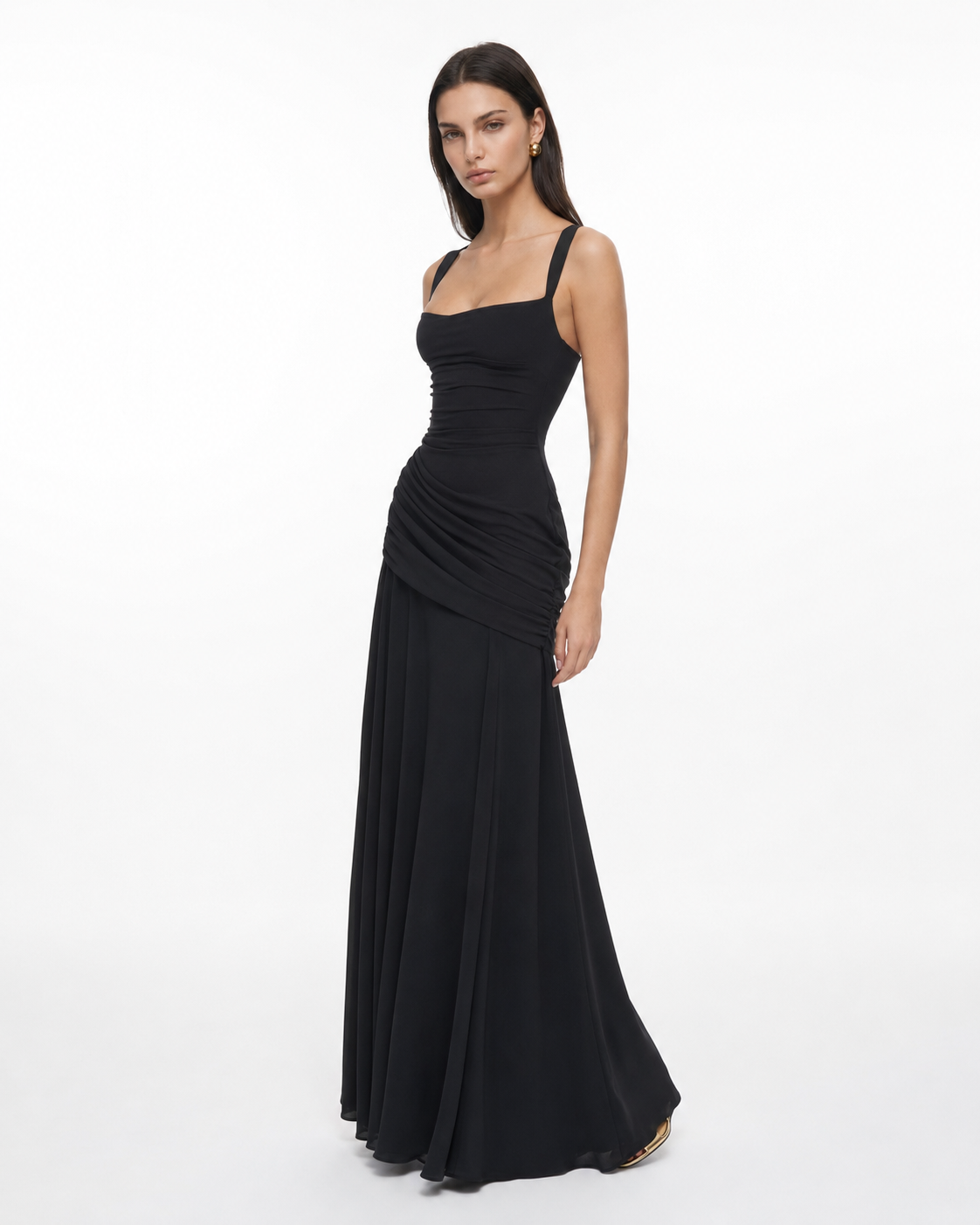 ENIE | Maxi dress with a gathered, square neckline