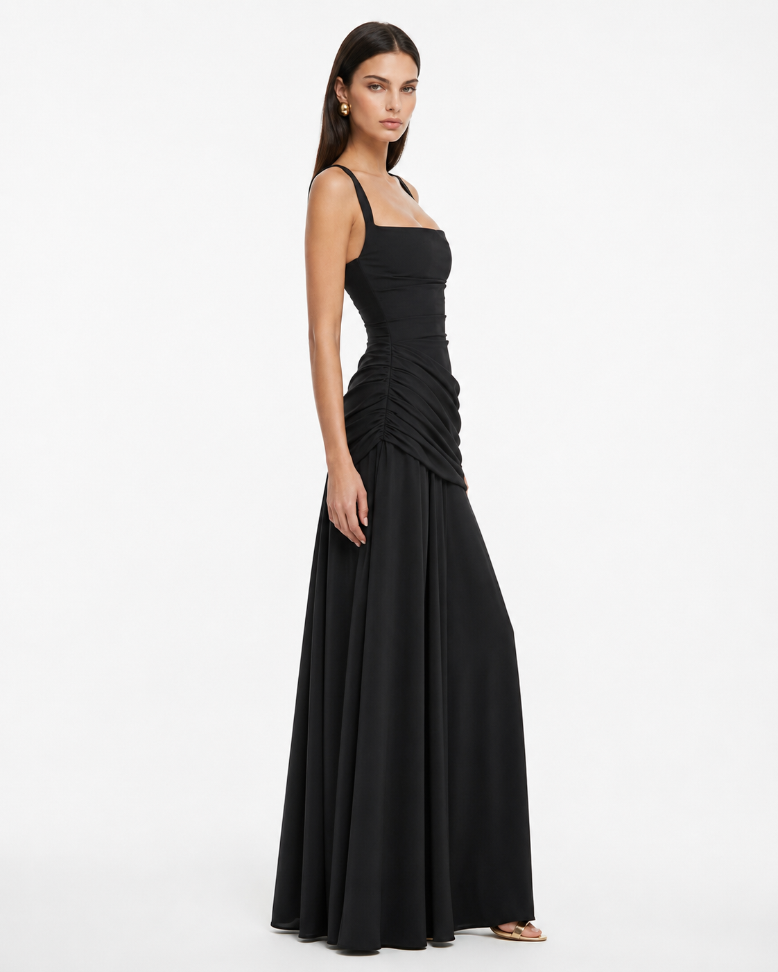 ENIE | Maxi dress with a gathered, square neckline