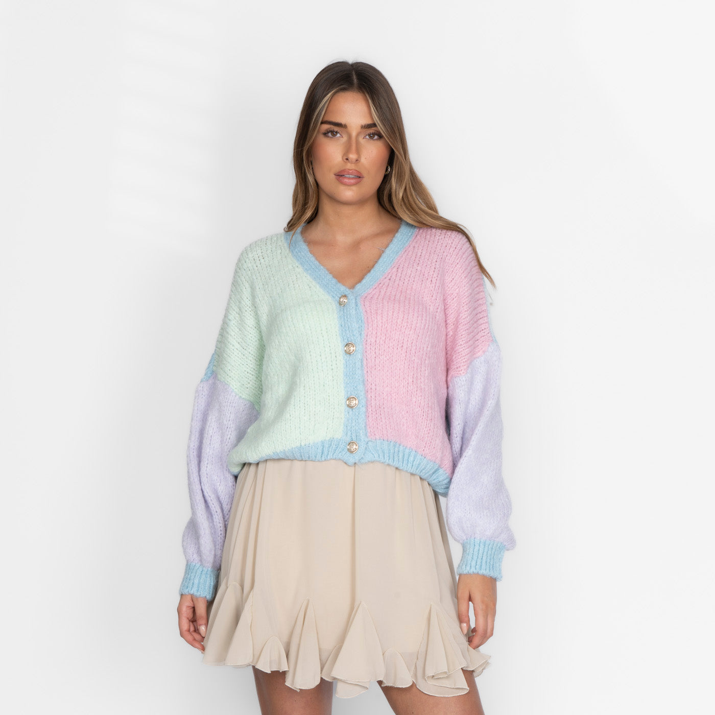 Pastel Velvet Oversized Cardigan