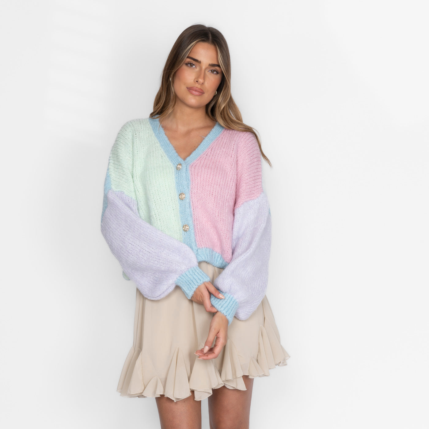 Pastel Velvet Oversized Cardigan