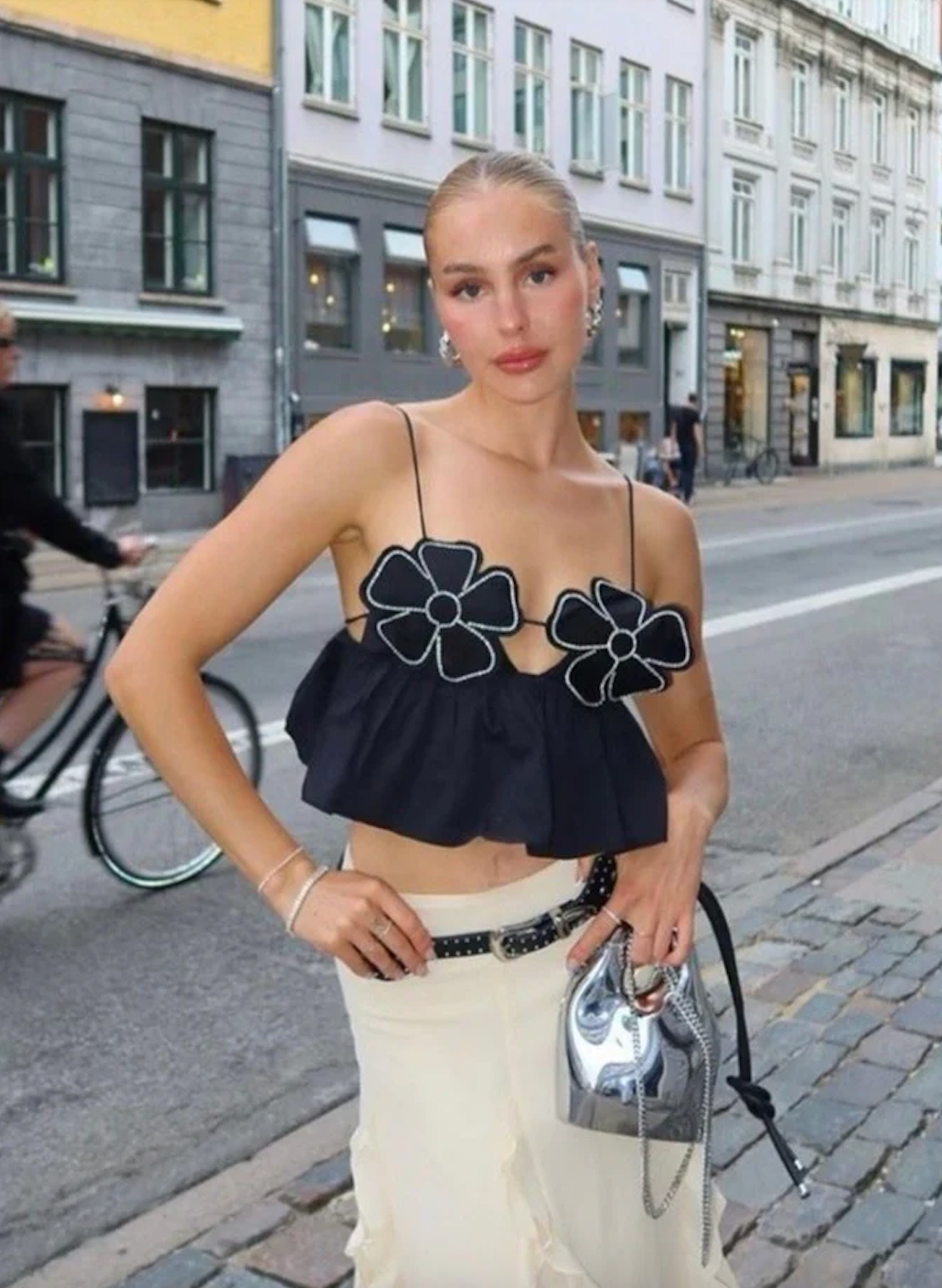 Kalista - Rhinestone Studded Crop Top