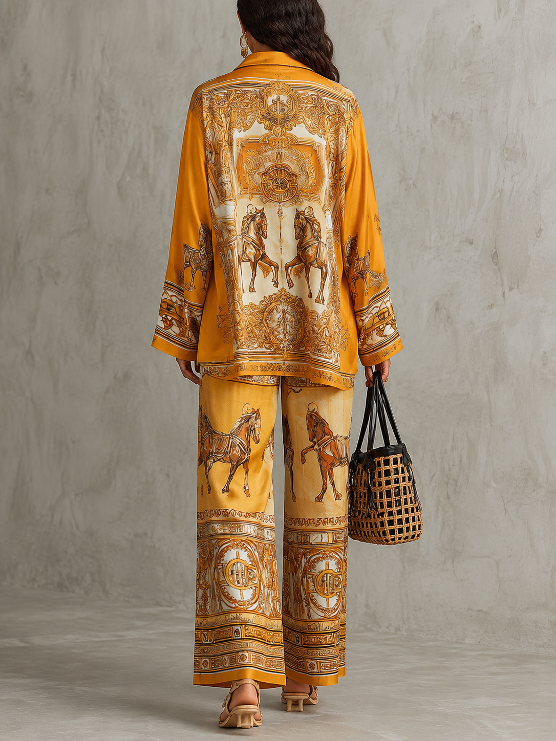 Olivia Two-piece set with a baroque print and wide-leg pants